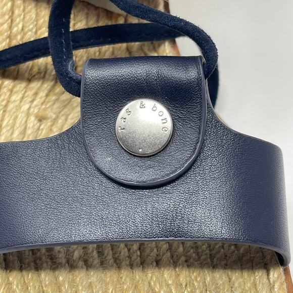Rag & Bone Eden Leather and Jute Gladiator Sandals in Navy Size 37.5 - Picture 2 of 8